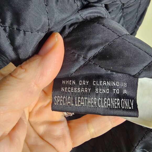 Vintage Wilsons M. Julian Jacket Black Leather Large Tall Diamond Quilted Liner - Picture 10 of 11